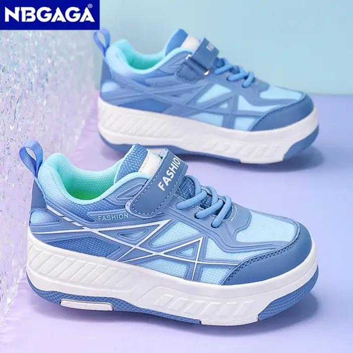 Chaussures de roller avec roulettes amovibles à quatre roues pour enfants, garçons et filles, basket
