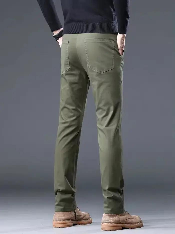 Pantalon chasse classique homme 98% coton droit élastique sans repassage 4 couleurs automne