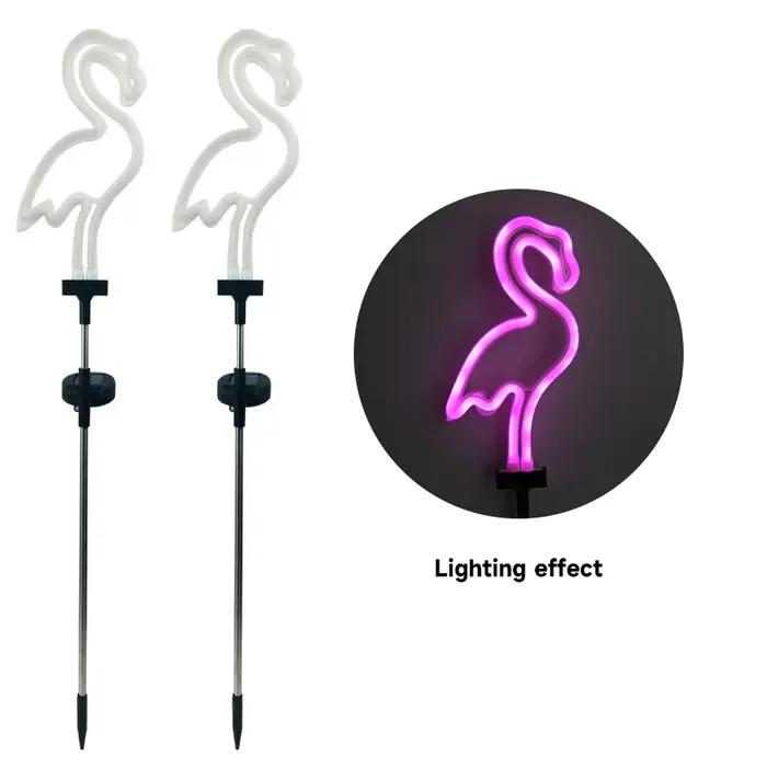 Lumière solaire LED en forme de flamant rose