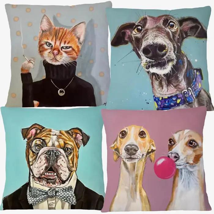 Housses de coussin décoratives avec motifs de chiens (Greyhound