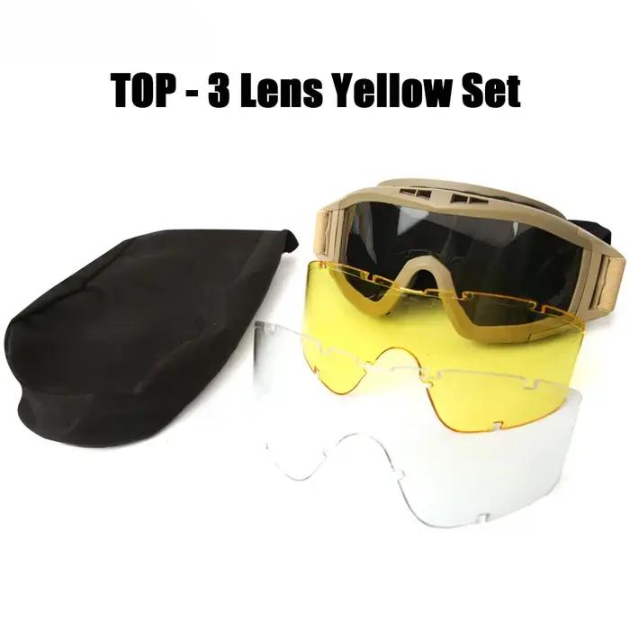 Nouveau Lunettes tactiques Airsoft 3 lentilles coupe-vent anti-poussière tir Motocross moto