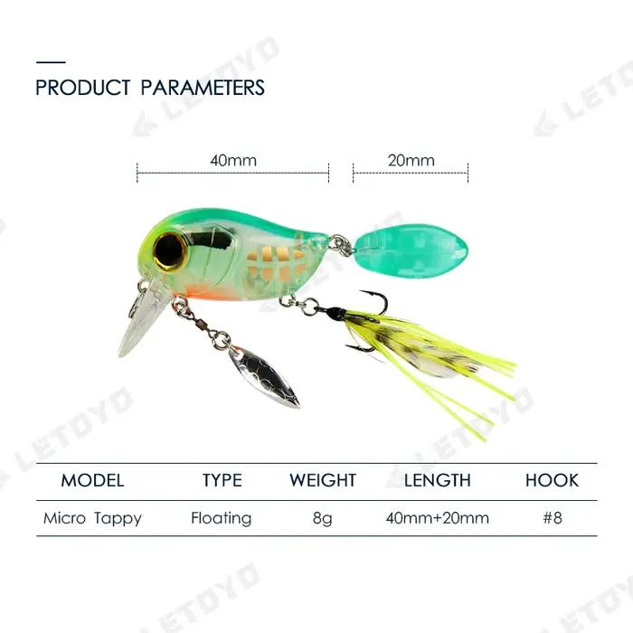 LETOYO 40mm 8g flottant manivelle Surface artificielle appât de pêche manivelle Wobbler peu profond