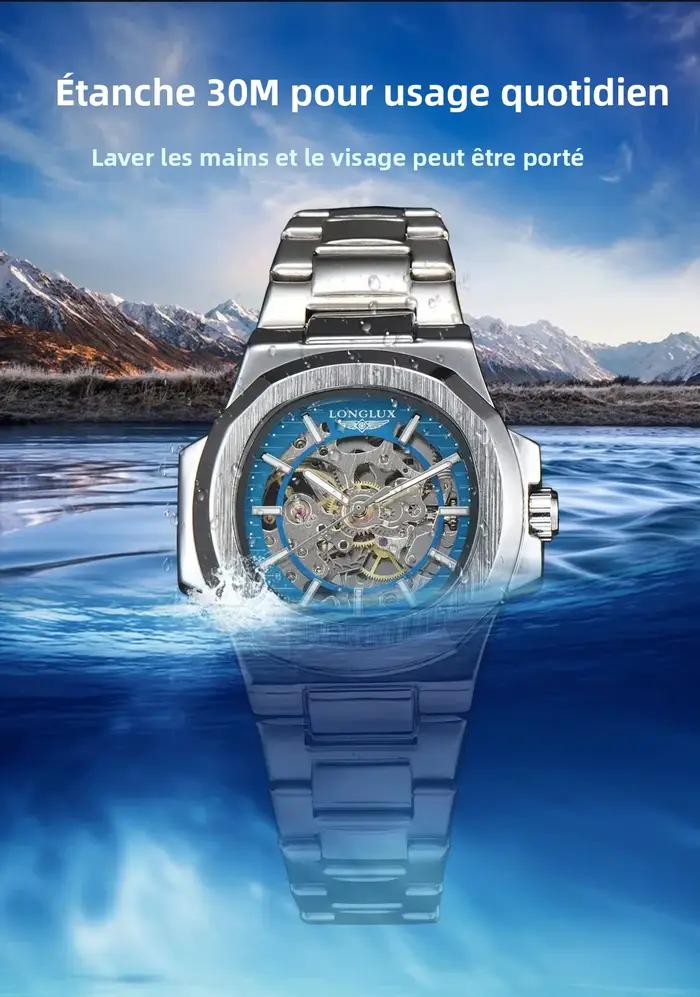 Montre mécanique automatique luxe squelette résistante à l'eau pour homme occaions professionnelles et formelles