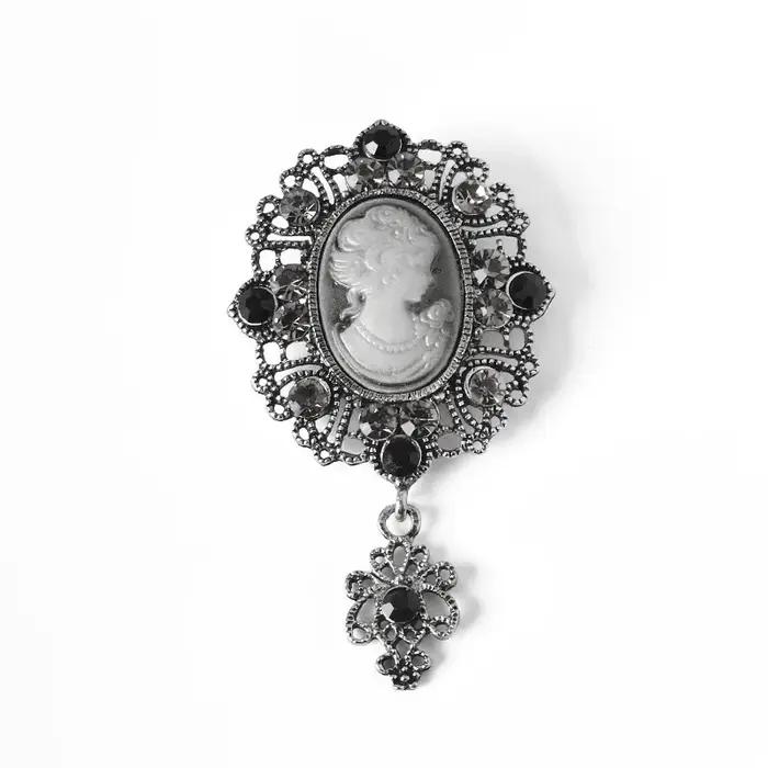 Broche rétro élégante en métal pour femmes et hommes, accessoire de mode vintage avec détails artistiques, or et orange, pour tenues de gala et cosplay