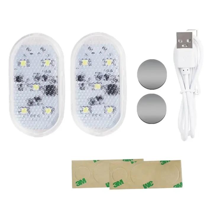 Lumières LED magnétiques pour porte de voiture, 2 pièces, rechargeables par USB, lumière de bienvenu