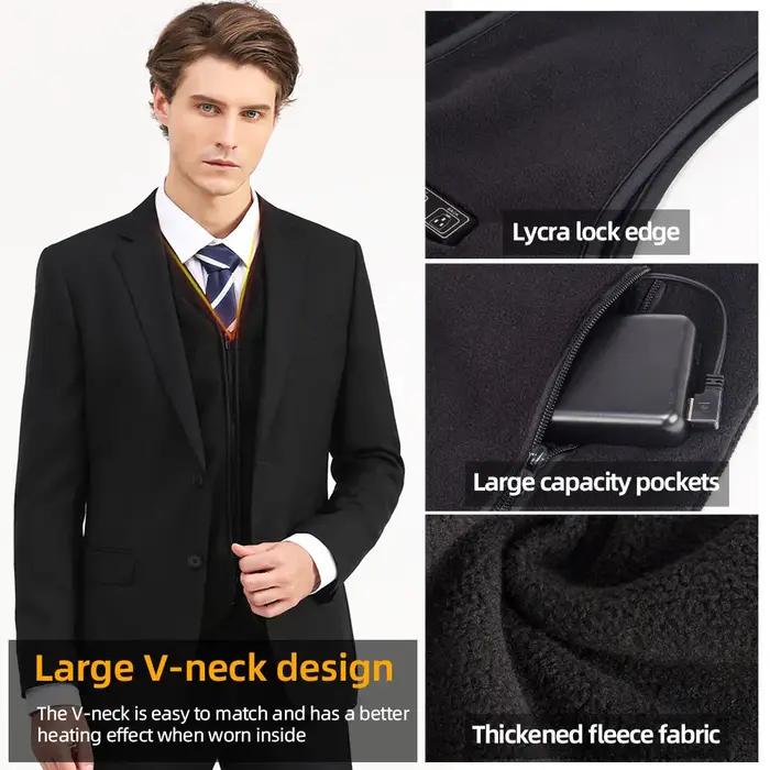 Gilet chauffant en polaire intelligent décontracté avec 6 zones de chauffage pour hommes et femmes, occasions de chasse et activités en plein air