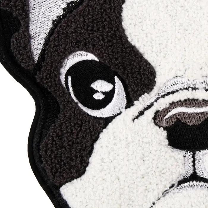 1 PC grand nouveau Style dessin animé bouledogue français Chenille Patch broderie patchs bricolage vêtements Applique couture sur accessoire sans colle