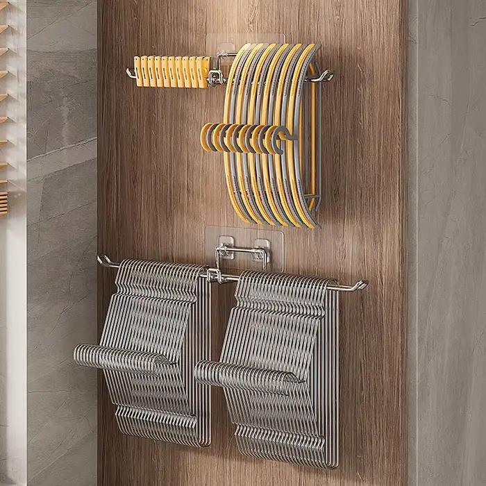 Organisateur de rangement pour cintres à vêtements - Parfait pour le balcon, la cuisine, la chambre. Pas de perçage requis. Étagère de rangement