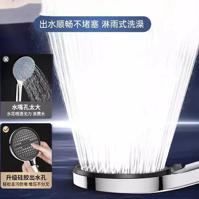Pommeau de douche haute pression 7 modes avec arrêt instantané - Massage spa pluie tropicale 15cm