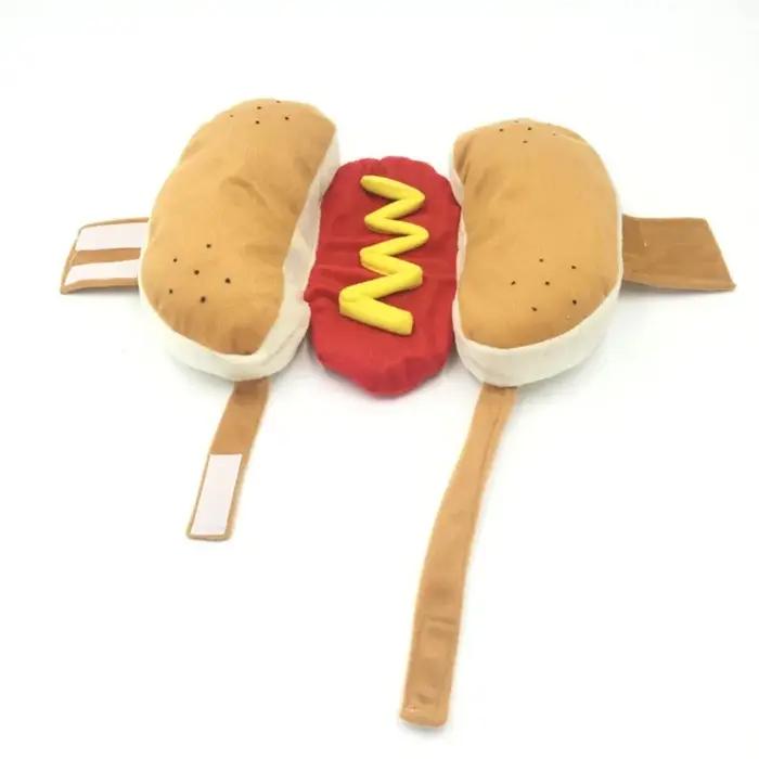 Costume d'Halloween en forme de hot-dog pour chien en coton et peluche courte, tenue amusante et chaude pour les chiens de compagnie occasions spéciales