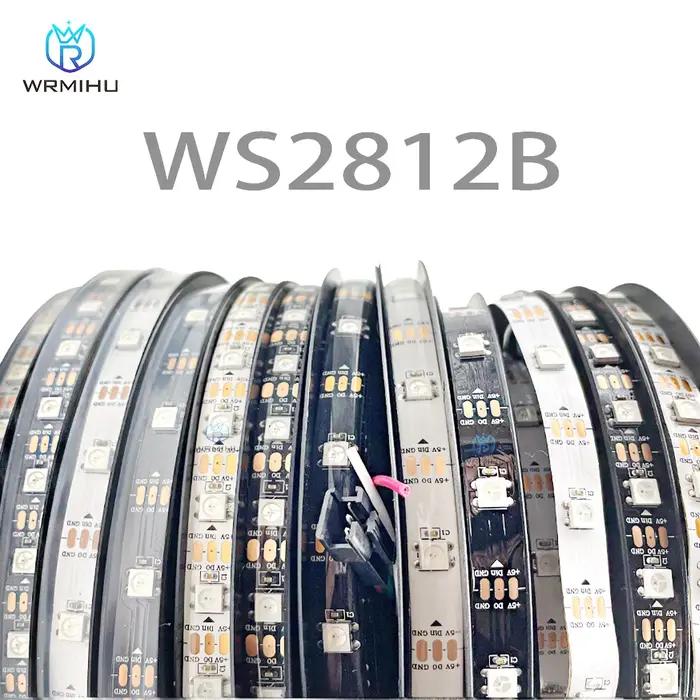 DC5V WS2812B 5 m/rouleau 30/60/144 diodes/m noir/blanc PCB IP30/IP65/IP67 5050RGB adressable individ