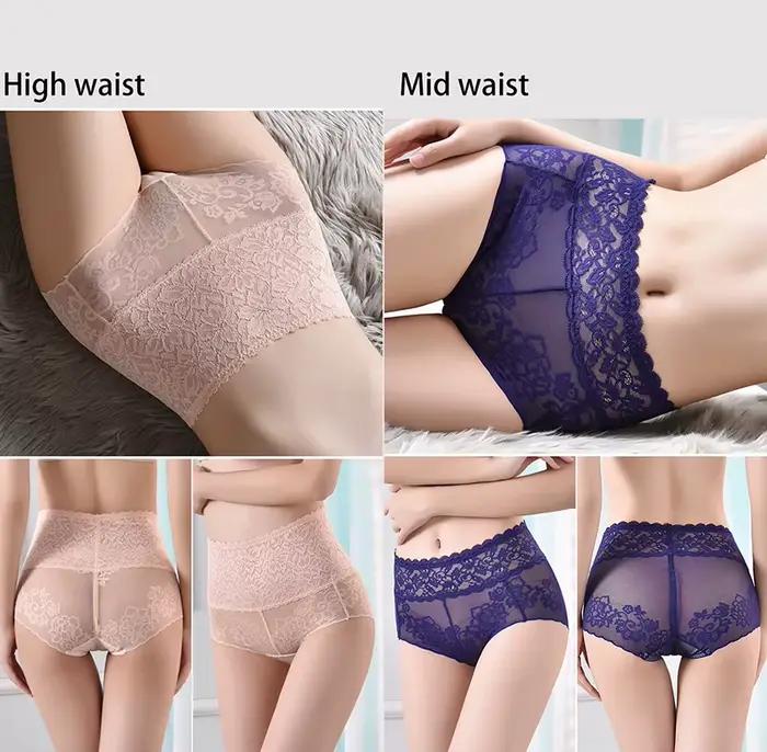 Sous-vêtements sexy en dentelle pour femmes, culotte élastique taille haute, antibactérien, transparent, haute qualité, lingerie pour dames