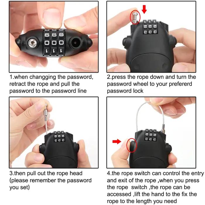 Serrure à Code Antivol Câble Métallique Sécurité Casque Moto Pour Femmes Hommes Occasions Spéciales Sécurité Motocycliste