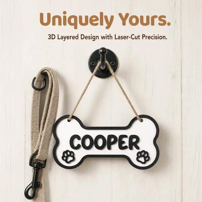Panneau en bois personnalisé en forme d'os avec nom de chien, plaque nominative personnalisée pour animal de compagnie, décoration murale personnalisée avec nom de chien pour les amoureux des animaux,