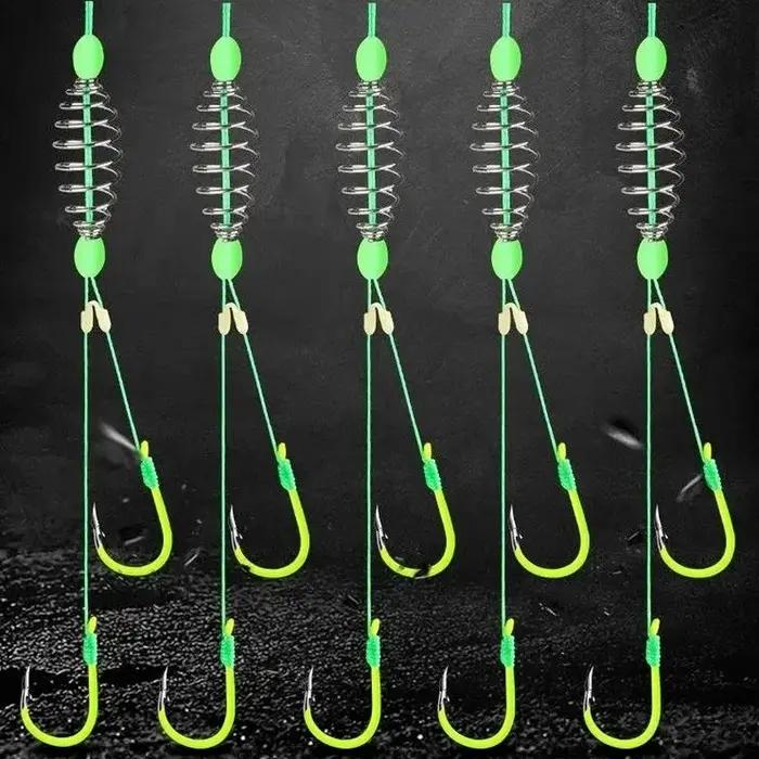 5 pièces/ensemble Double crochet ligne de pêche en acier inoxydable barbelé carpe crochets appât man