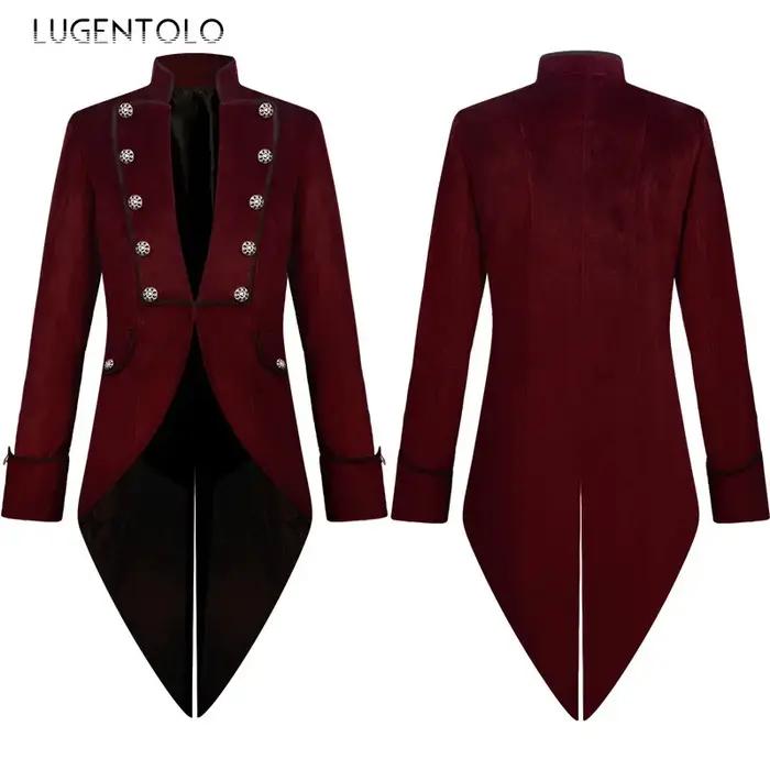 Veste de smoking vintage en polyester solide pour homme style steampunk et médiéval à col montant pour occasions spéciales et fêtes