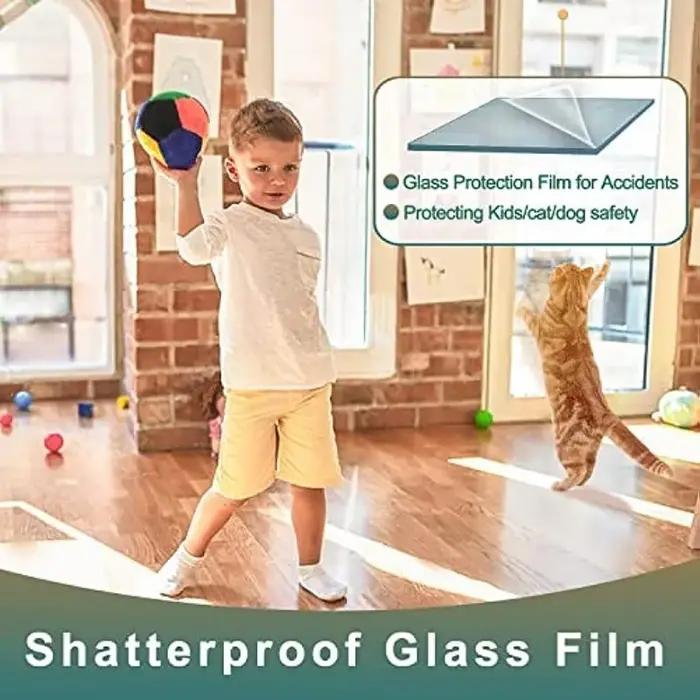 Film de sécurité transparent pour fenêtre, 4 Mil, incassable, pour fenêtres en verre, Film en verre trempé anti-éclatement pour la maison et le bureau