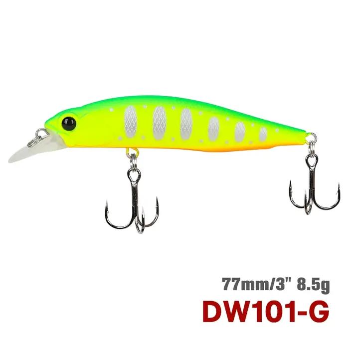 TSURINOYA 77SP Jerkbait 77mm 8.5g DW101 suspendu vairon brochet bar leurre de pêche 0.7-0.9m appât dur artificiel Wobble