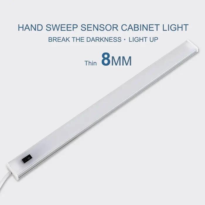 5V USB LED sous l'armoire cuisine lumières 3 couleurs 30/40/50cm main balayage capteur lampe haute l