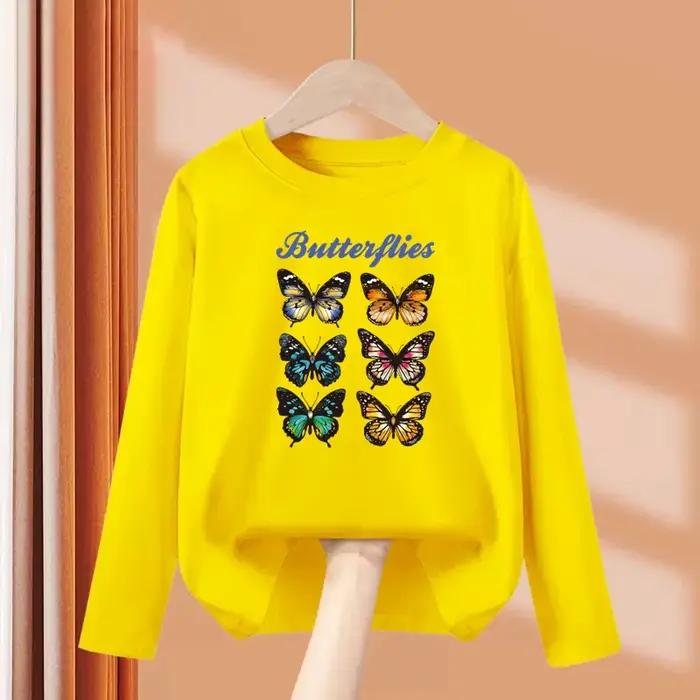 Filles nouveaux vêtements d'automne Paris tour Eiffel T-shirt à manches longues couverture en coton petite fille papillon t-shirts de fête