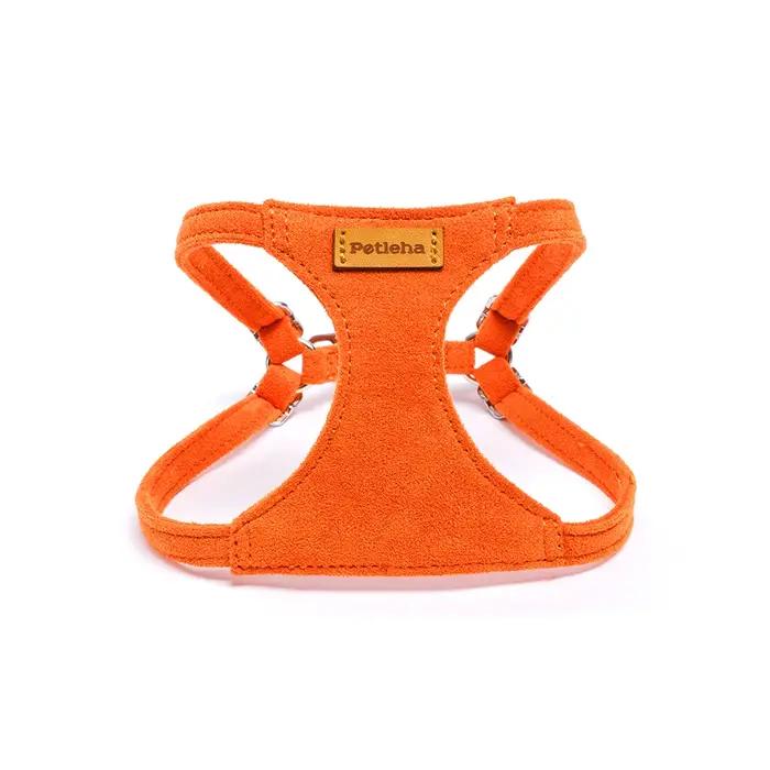 Ensemble de harnais et de laisse pour chien en daim véritable de luxe | Gilet rembourré anti-choc