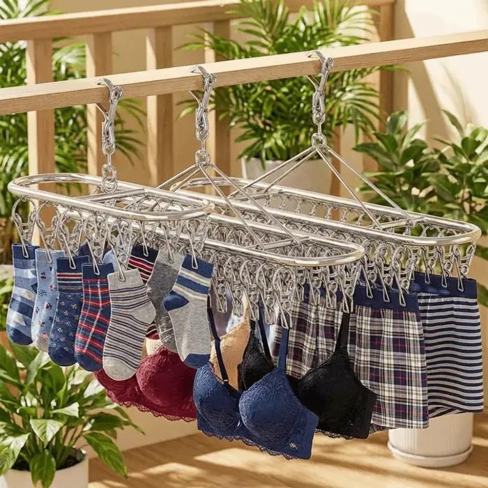 Séchoir à linge en acier inoxydable avec 20/30 pinces