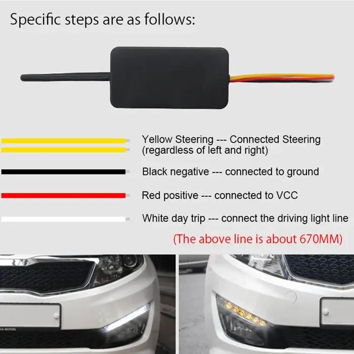 Feux diurnes DRL super lumineux, lumière de sauna étanche, couleurs touristes, style de voiture, fre