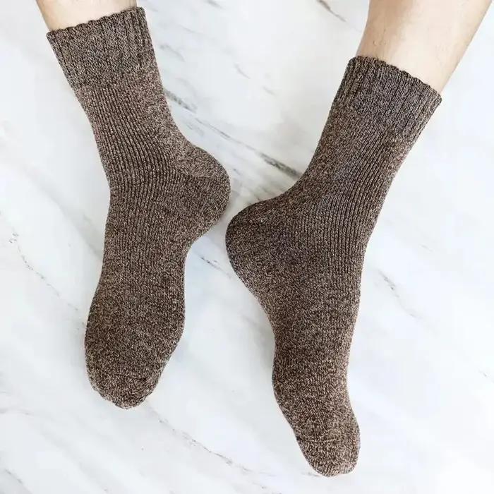 Chaussettes homme laine unies vintage épaisses chaudes mi-longues antifroid hiver - 5/10 paires