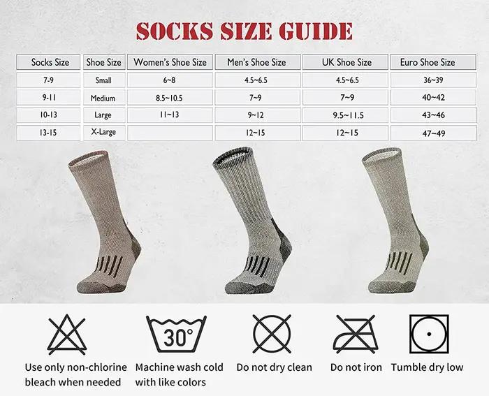 Chaussettes randonnée laine mérinos 80% - Chasse trekking - Confort chaleur hiver - Homme femme