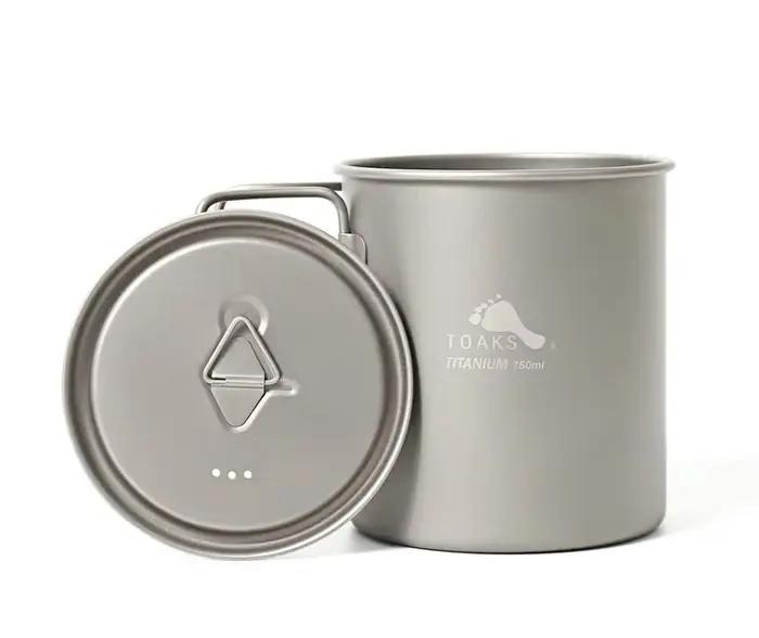 TOAKS Titanium Pot POT-750, tasse d'extérieur ultralégère avec couvercle et poignée pliable, ustensi