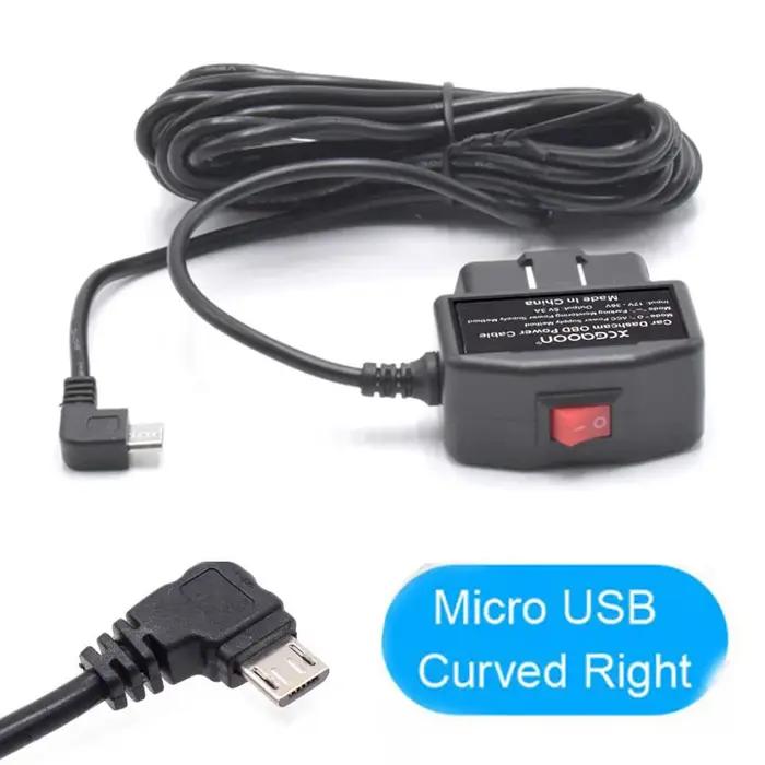 24 heures Mini Mico Ports USB 5V 3A câble de Charge de voiture cordon dur OBD 3.5 mètres avec interrupteur pour Dash