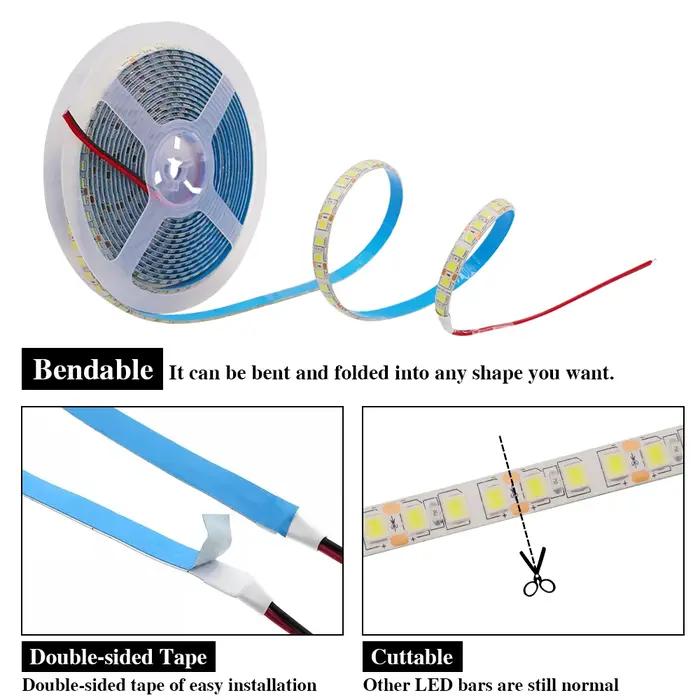 DC 12V bande LED SMD 5050 5054 2835 étanche 6000K 4000K 3000K 60 120 240Led/m ruban LED Flexible ban