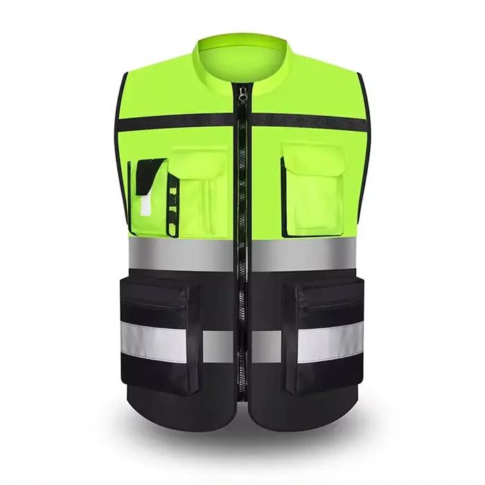 Gilet de sécurité avec logo personnalisé pour le travail de construction, gilet de travail bicolore