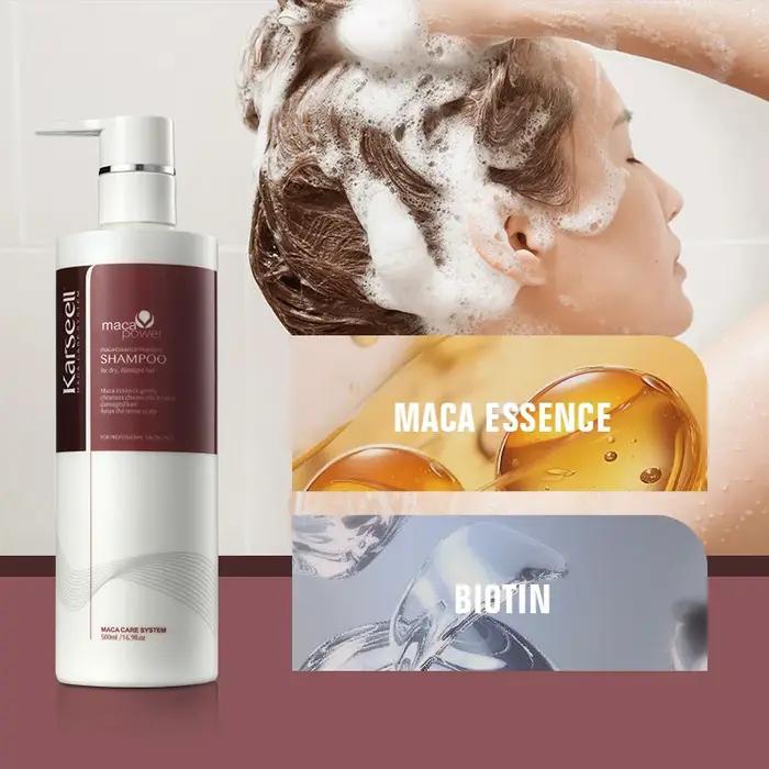 Karseell 500 ml shampooing à l'huile d'argan extrait de plantes shampooing lisse hydratant pour chev