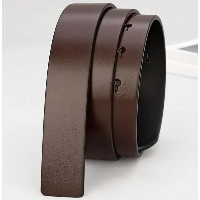 Sangle de ceinture en cuir de vache pur, 3.4CM, à trous ronds, sans boucle, ceintures en cuir vérita