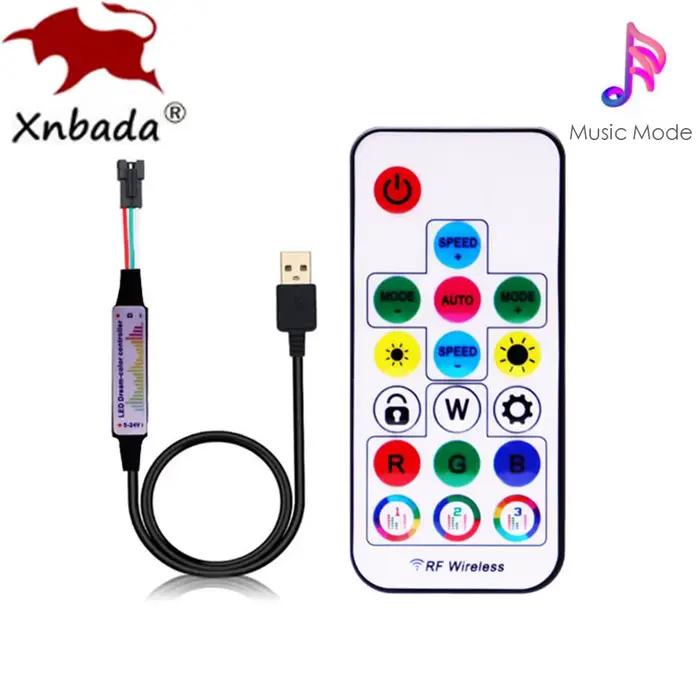 Bande lumineuse Led RGB WS2812B WS2811 5050, contrôleur de musique, MINI 17 touches, télécommande RF