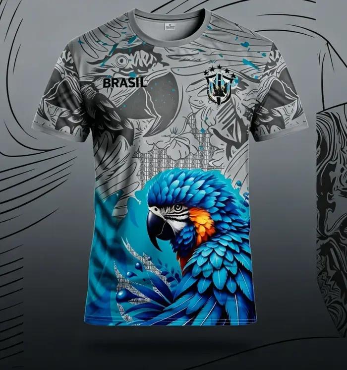 Maillot de l'équipe nationale de football homme avec motifs oiseaux tropicaux et drapeau brésilien tee-shirt sportif pour homme occassions spéciales