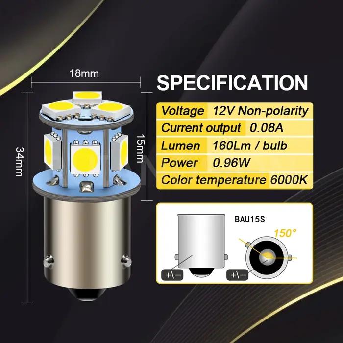 RUIANDSION 10 pièces S25 1156 BA15S P21W LED BAU15S PY21W 6V 12V 24V voiture clignotant camion feu d