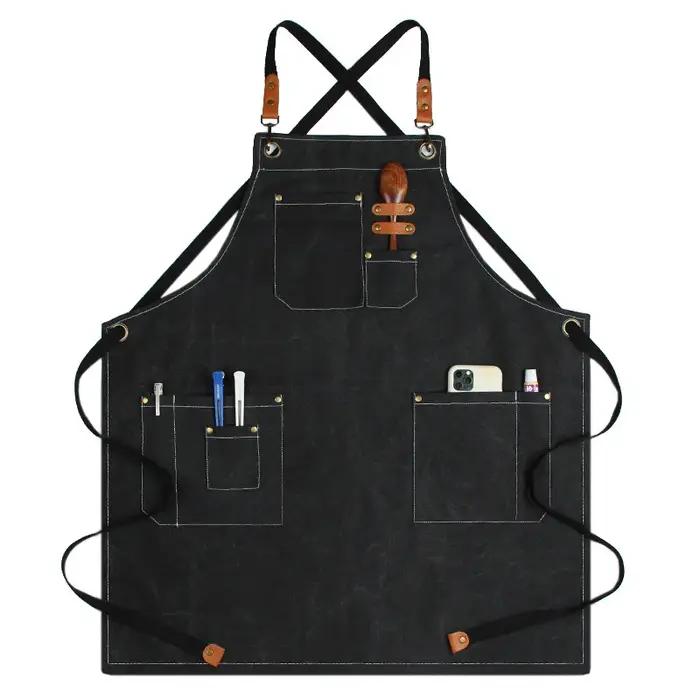 Tablier de chef en cuir et toile pour homme