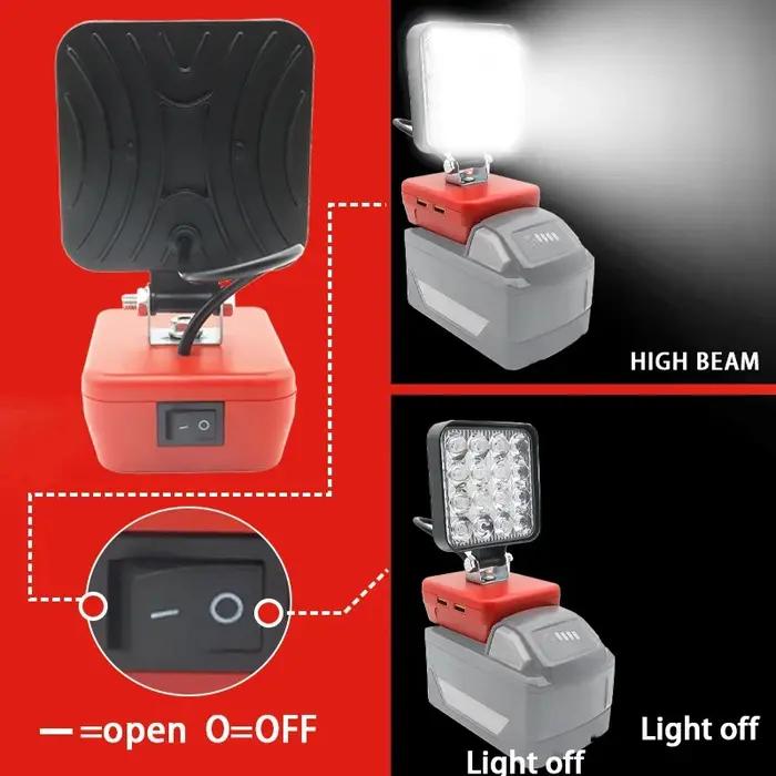 Lumière Led pour Dewalt pour Milwaukee pour Makita pour Bosch, projecteur à batterie 18V, travail en