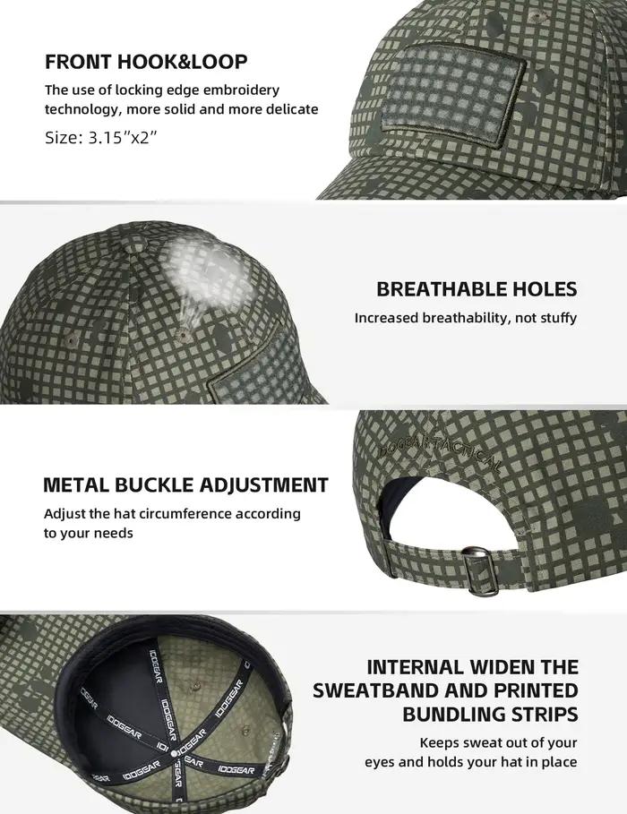 Casquette tactique IDOGEAR unisexe respirante pour chasse et sport - Réglable et absorbante