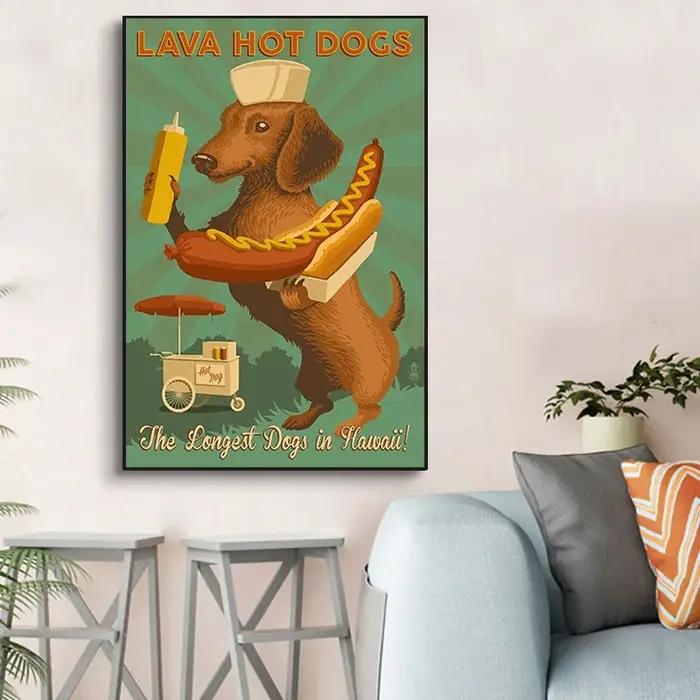 Affiche et impression de chien teckel de dessin animé drôle