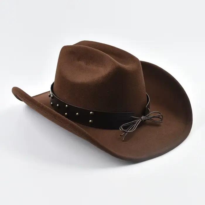 Hommes femmes Vintage grand bord Western Cowboy chapeau Gentleman Cowgirl Jazz chapeau Cloche église