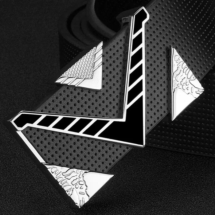 V lettre boucle boucle dorée ceinture hommes mode personnalité boucle luxe sangle en cuir véritable