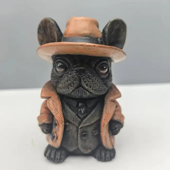 Figurine en résine de bouledogue français faite à la main