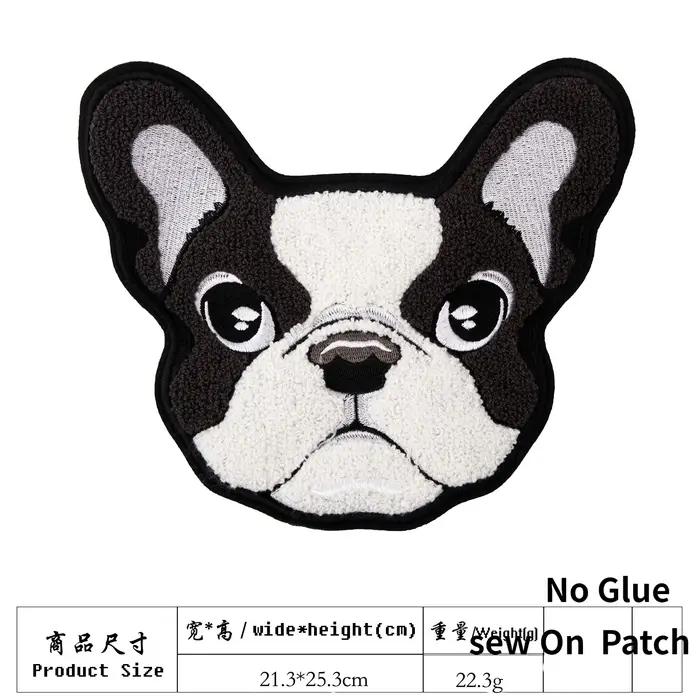 1 PC grand nouveau Style dessin animé bouledogue français Chenille Patch broderie patchs bricolage v