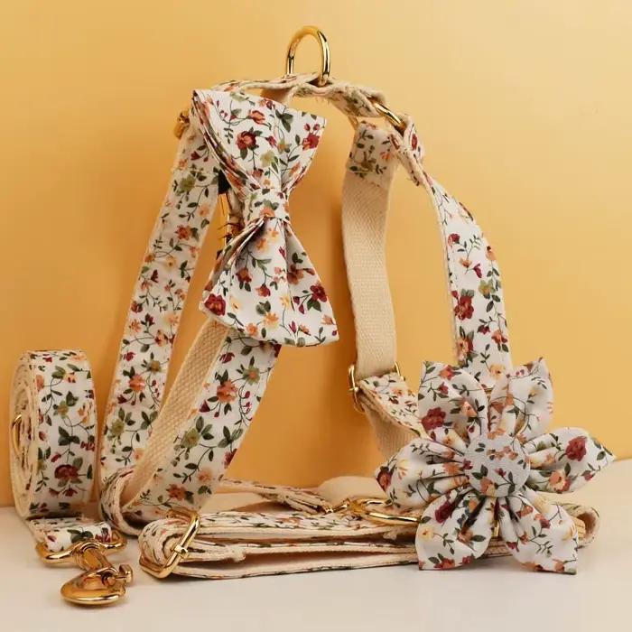 Ensemble personnalisé collier, harnais et laisse pour chien – Colliers de luxe en coton doux à motif