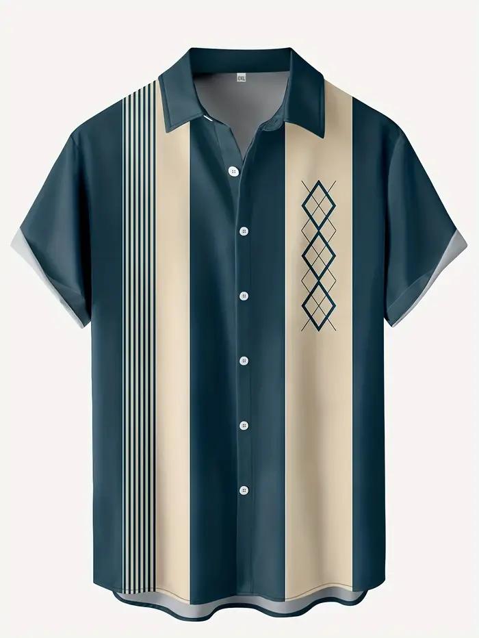 Chemise homme vintage hawaii décontractée imprimée polyester pour plage et ville années 80 style élégant à offrir