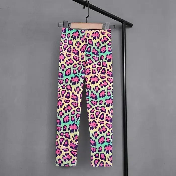 Printemps été filles Leggings enfants pantalons fleur léopard dessin animé imprimé