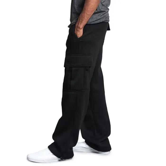 Pantalon survêtement chasse homme coupe droite loose multi-poches jogging sport streetwear décontracté
